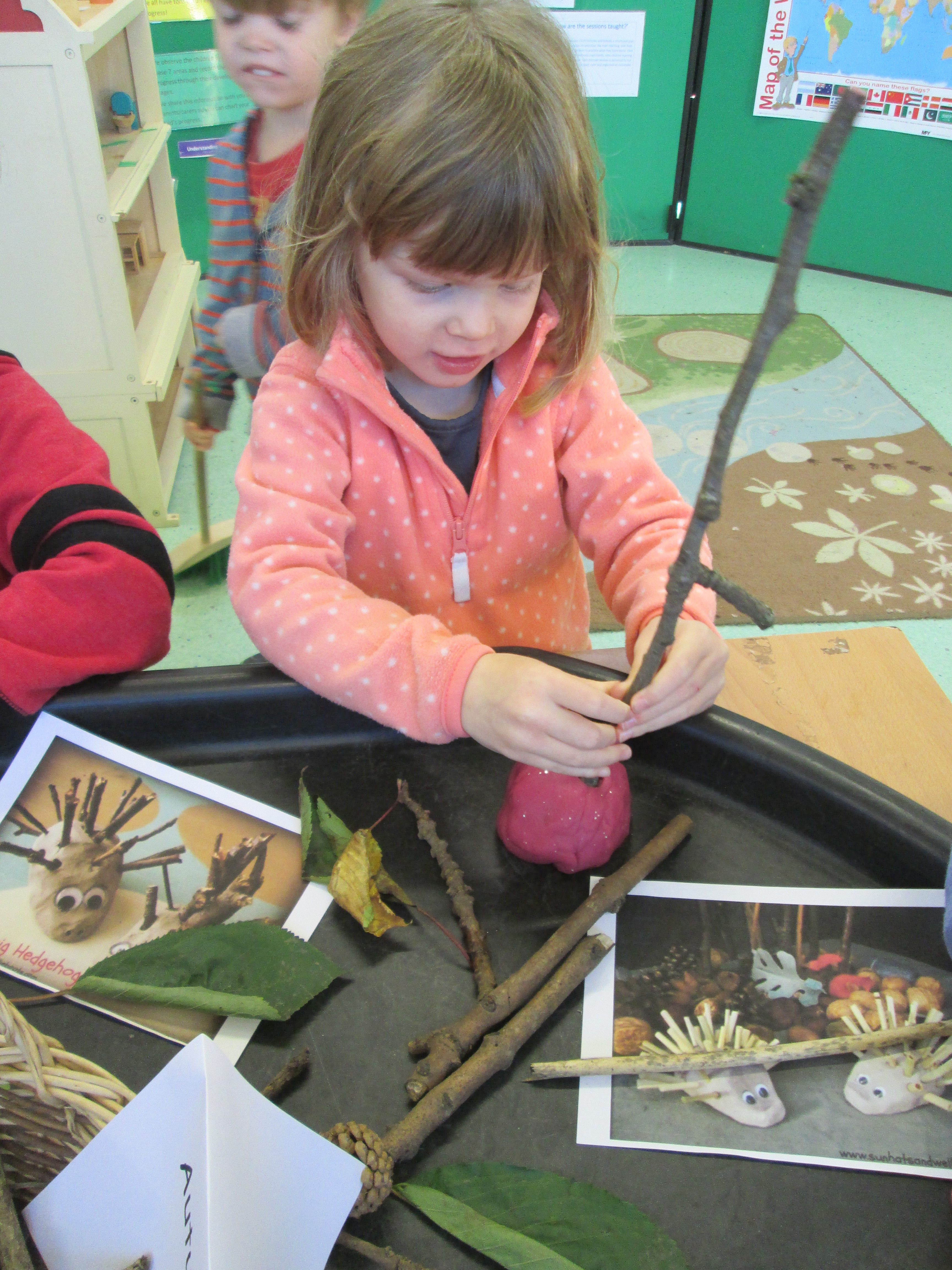 Autumn Hedgehogs making, for fine motor skills.