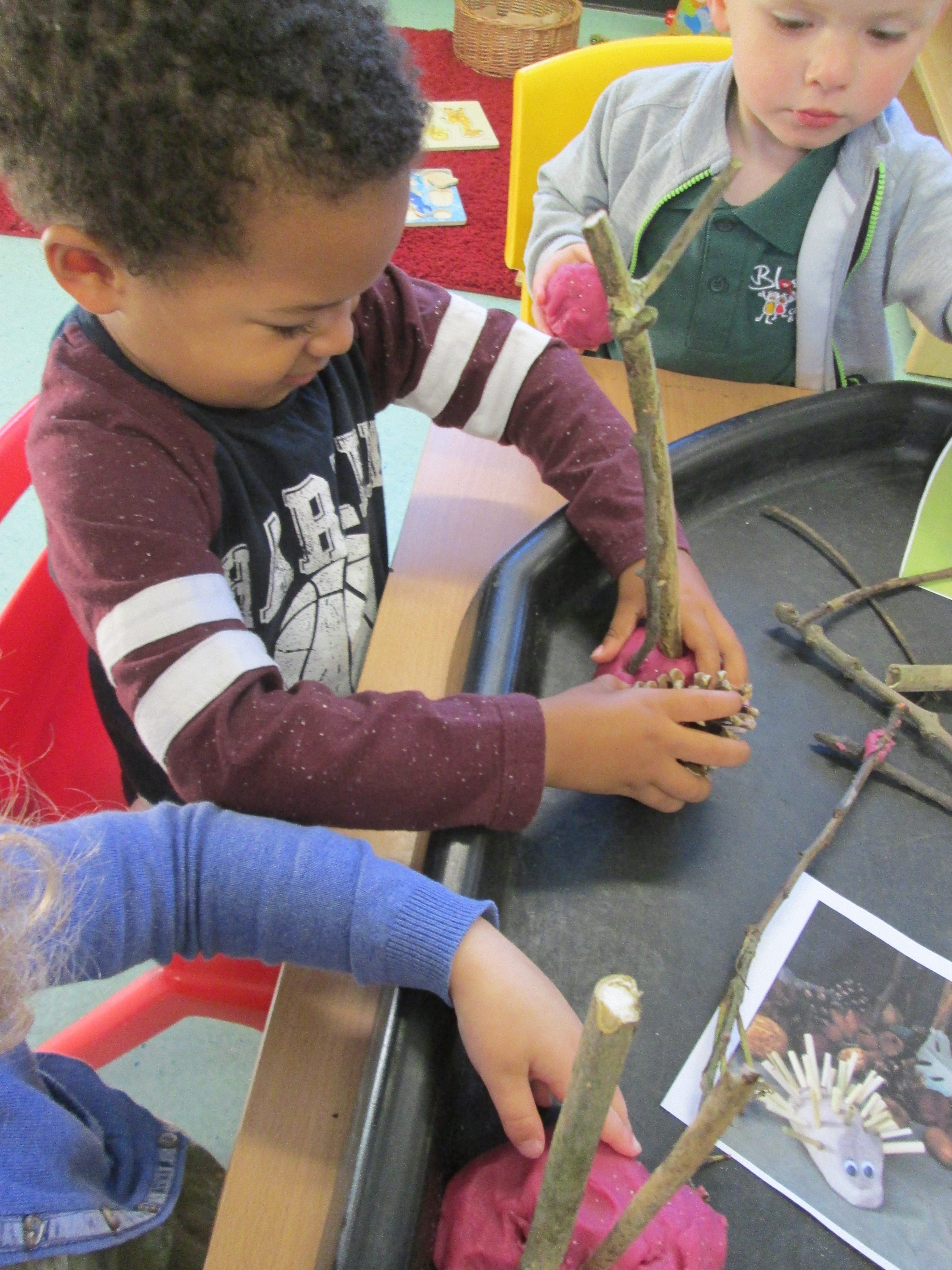 Autumn Hedgehogs making, for fine motor skills.